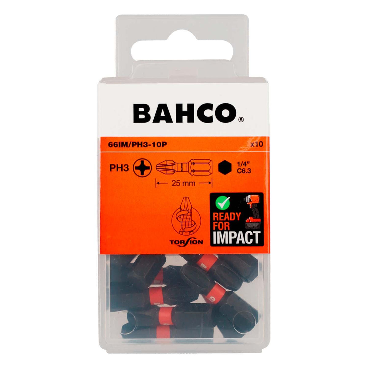 Puntas De Impacto De Torsión PH3x25mm 10 Pzas - Bahco - Herram.cl