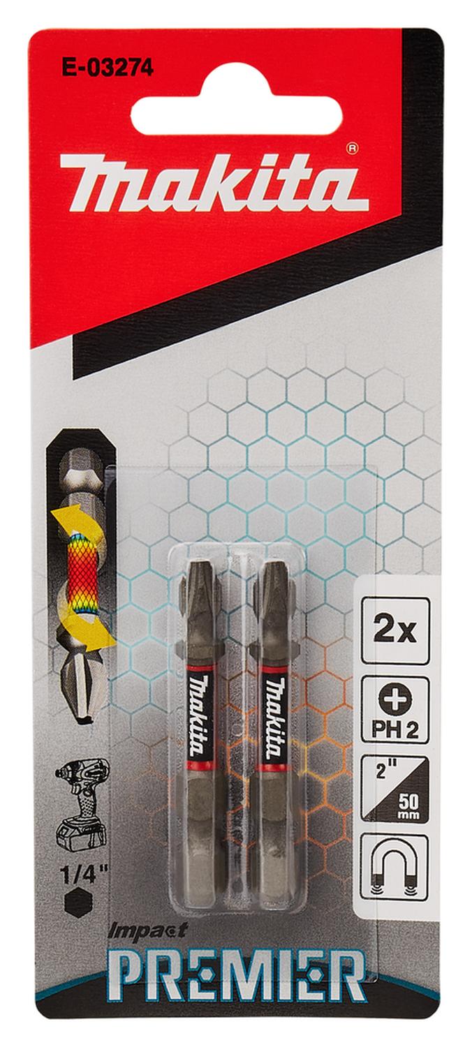 2 Puntas De Torsion Flip Top (c - form) Ph2 - 50mm Makita - Herram.cl