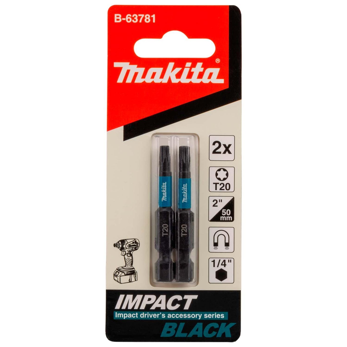 Puntas Impact Black T20 - 50mm 2 Pzas - Makita - Herram.cl