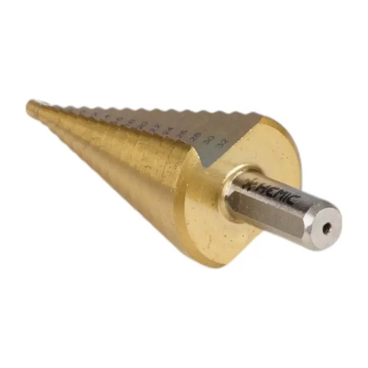 Broca Escalonada HSS 4 - 32mm 15 pasos - HEMIC - Herram.cl