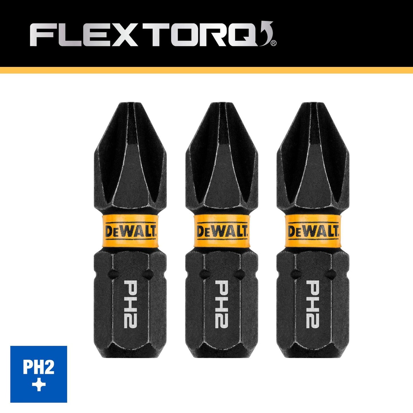 Puntas FLEXTORQ PH2 - 1'' (25.4mm) 3 Pzas - DeWALT - Herram.cl
