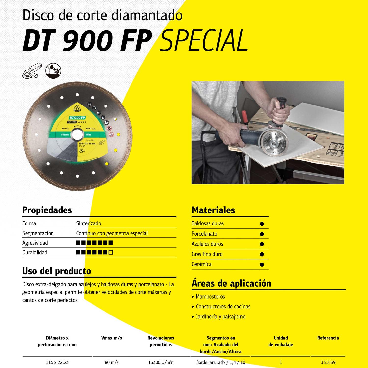 Disco Diamantado fino Porcelanato 4 - 1/2''x1,4mm - Klingspor - Herram.cl