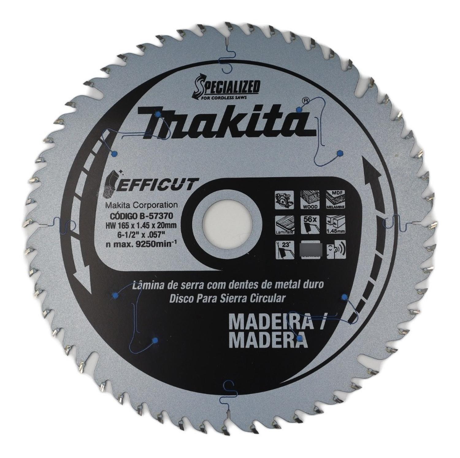 Disco Sierra Para SP600D 165x20mm (6 - 1/2'') 56 Dientes - Makita - Herram.cl