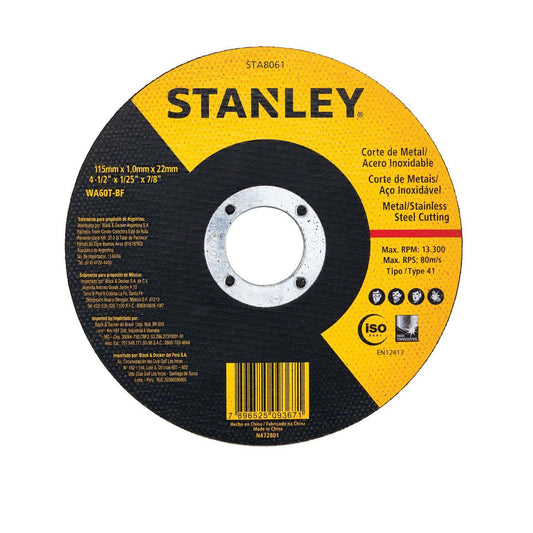 Disco de Corte Stanley STA8061 Inox 4-1/2" x 1mm - Herram.cl