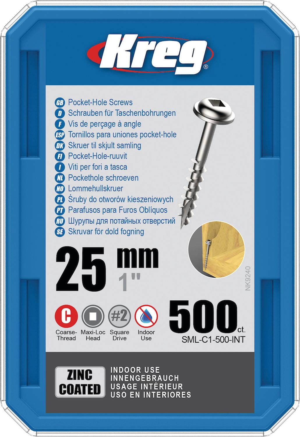 Tornillos Para Orificios Ocultos 1'' (500 und.) - Kreg - Herram.cl