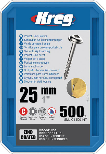 Tornillos Para Orificios Ocultos 1'' (500 und.) - Kreg - Herram.cl