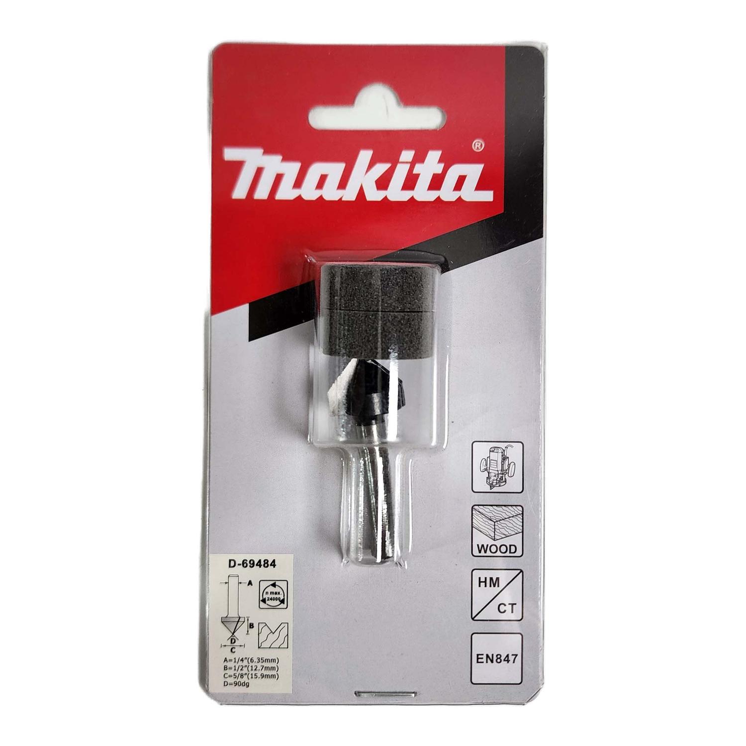 Fresa Ranurar En V 90°x5/8''x1 - 3/4'' Toma 1/4'' - Makita - Herram.cl