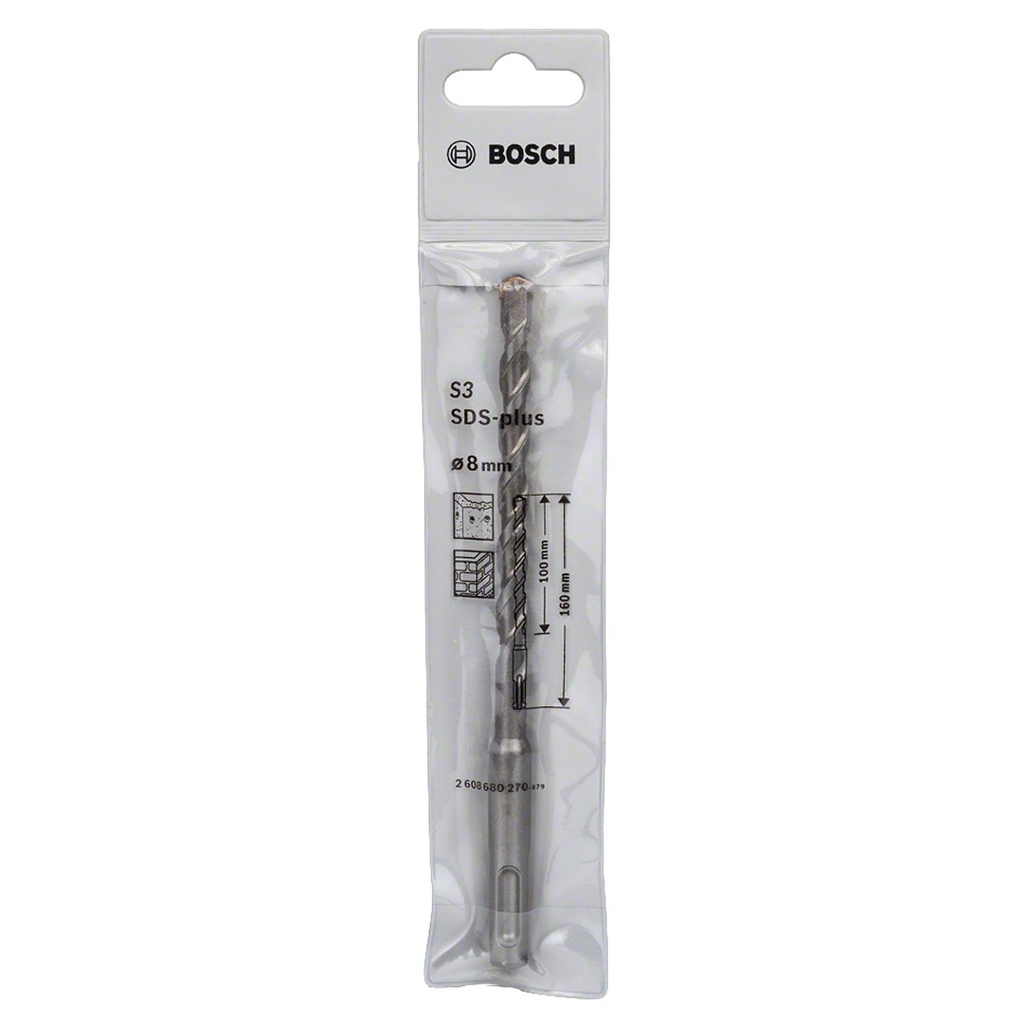 Broca SDS - Plus - 1 - 2 aristas - 8x100x160mm - Bosch - Herram.cl