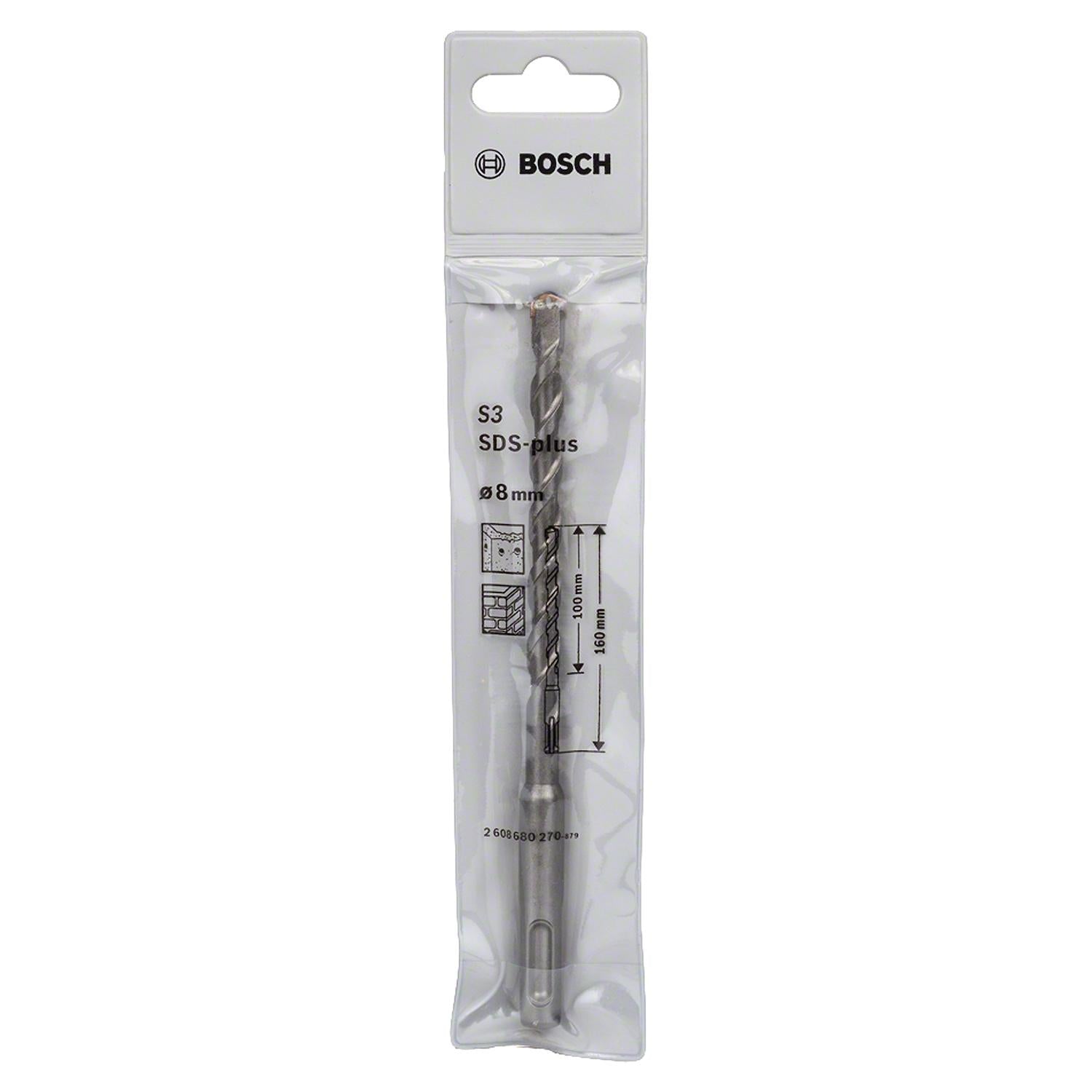 Broca SDS - Plus - 1 - 2 aristas - 8x100x160mm - Bosch - Herram.cl