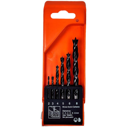 Set de Brocas Para Madera (2 - 8mm) 6 Pzas - Nexxo - Herram.cl