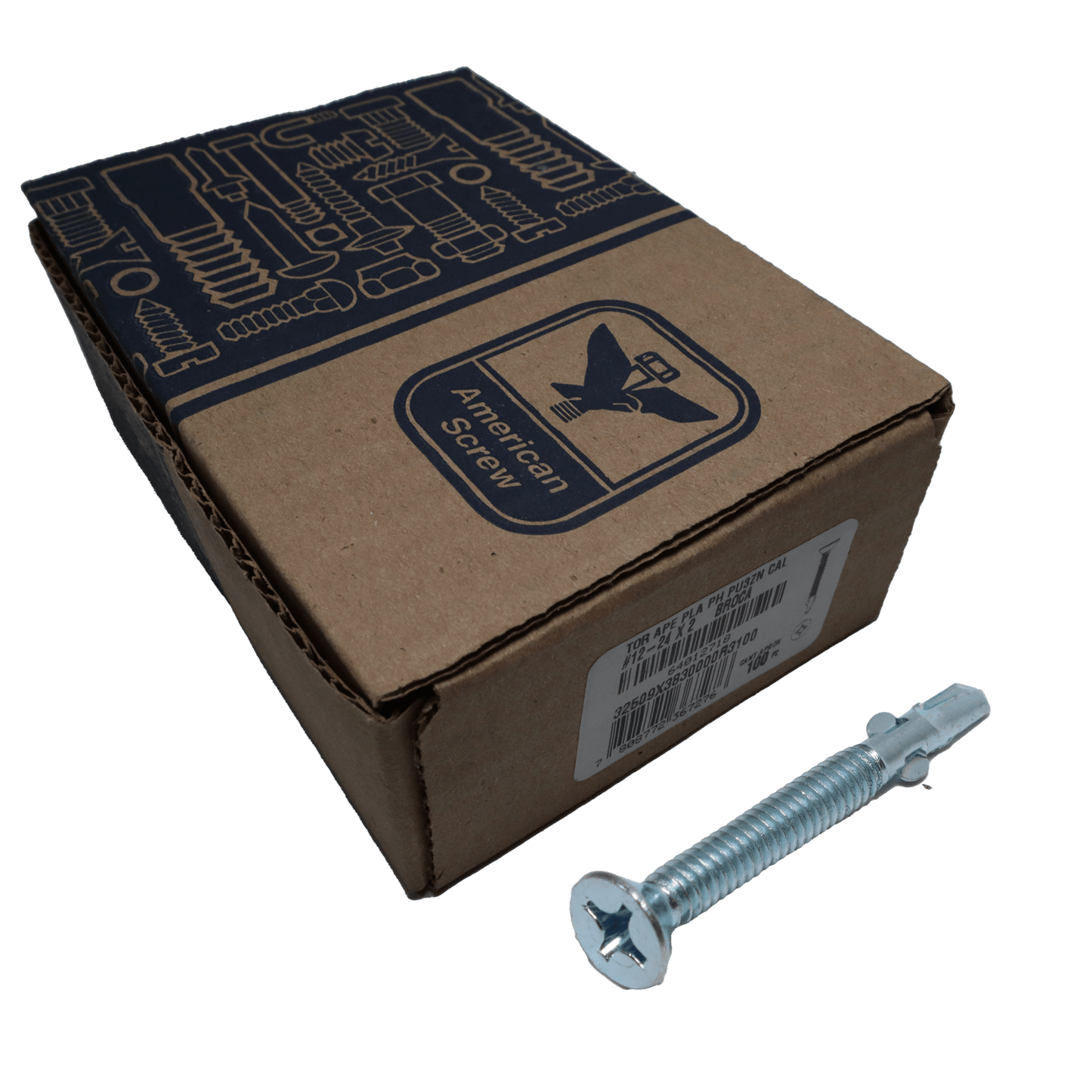 Tornillo Alas Autoperforante 12 - 24X2''100uds.American ScreW - Herram.cl