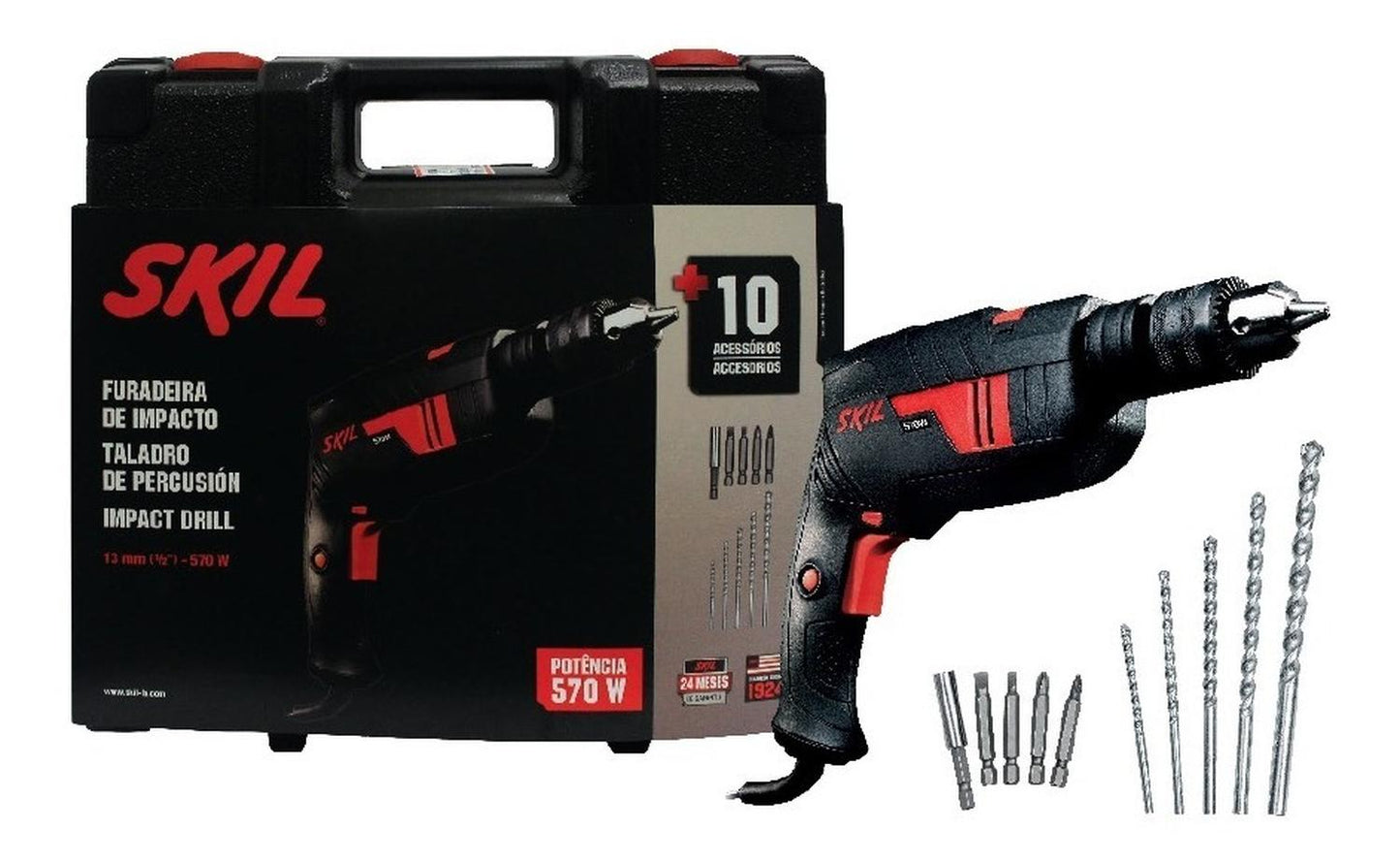 Taladro Percutor Skil 6555 Negro 570W + 10 Acc - Herram.cl