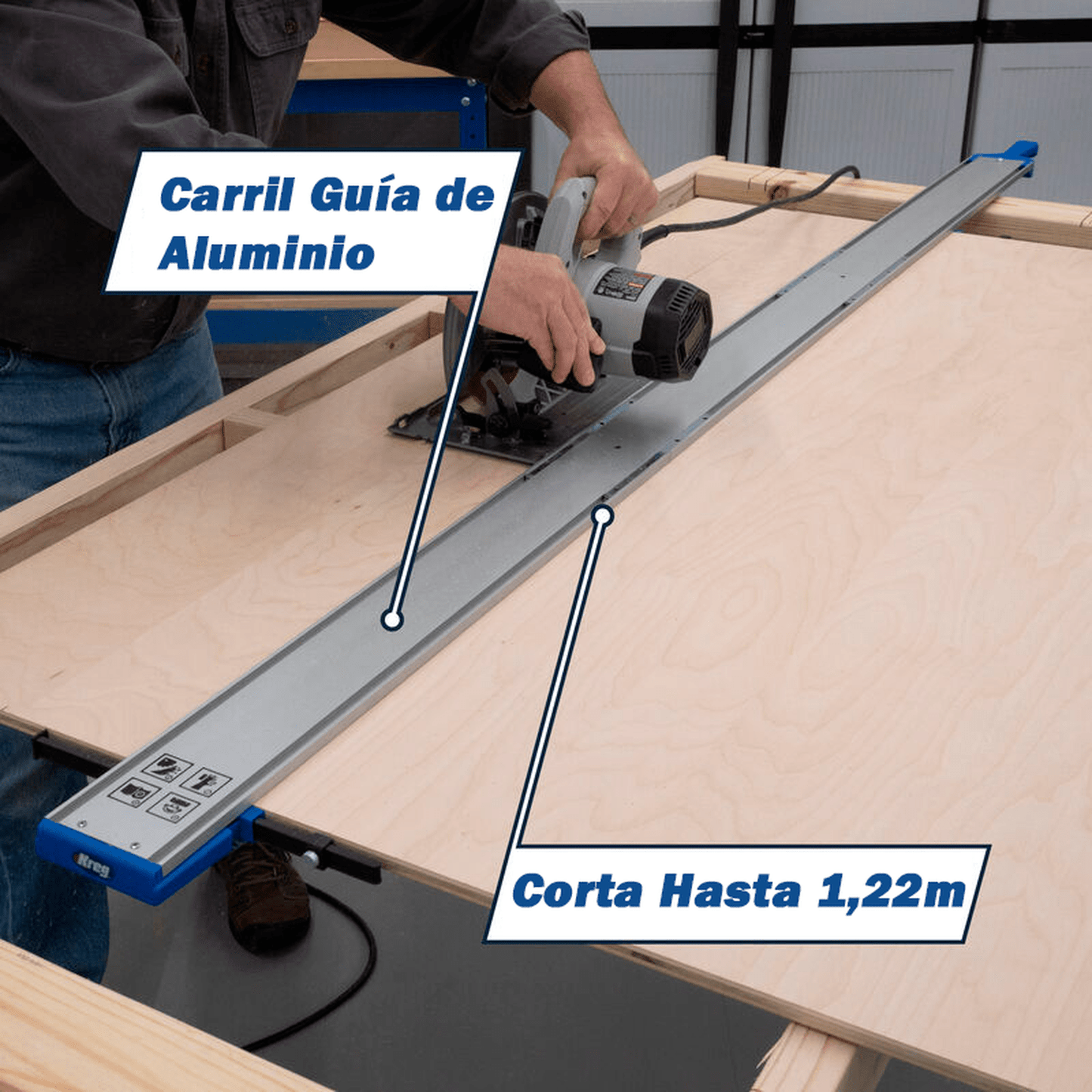 Guía De Cortes Para Sierras Circulares, Caladoras Y Router 1,22m - Kreg - Herram.cl