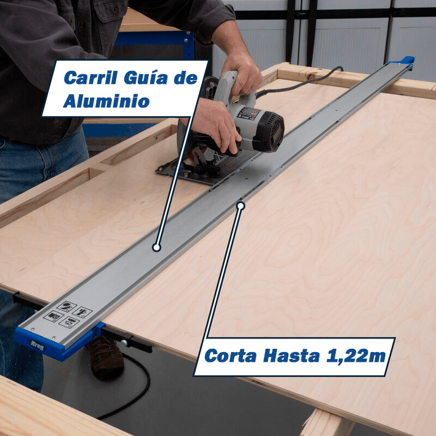 Guía De Cortes Para Sierras Circulares, Caladoras Y Router 1,22m - Kreg - Herram.cl