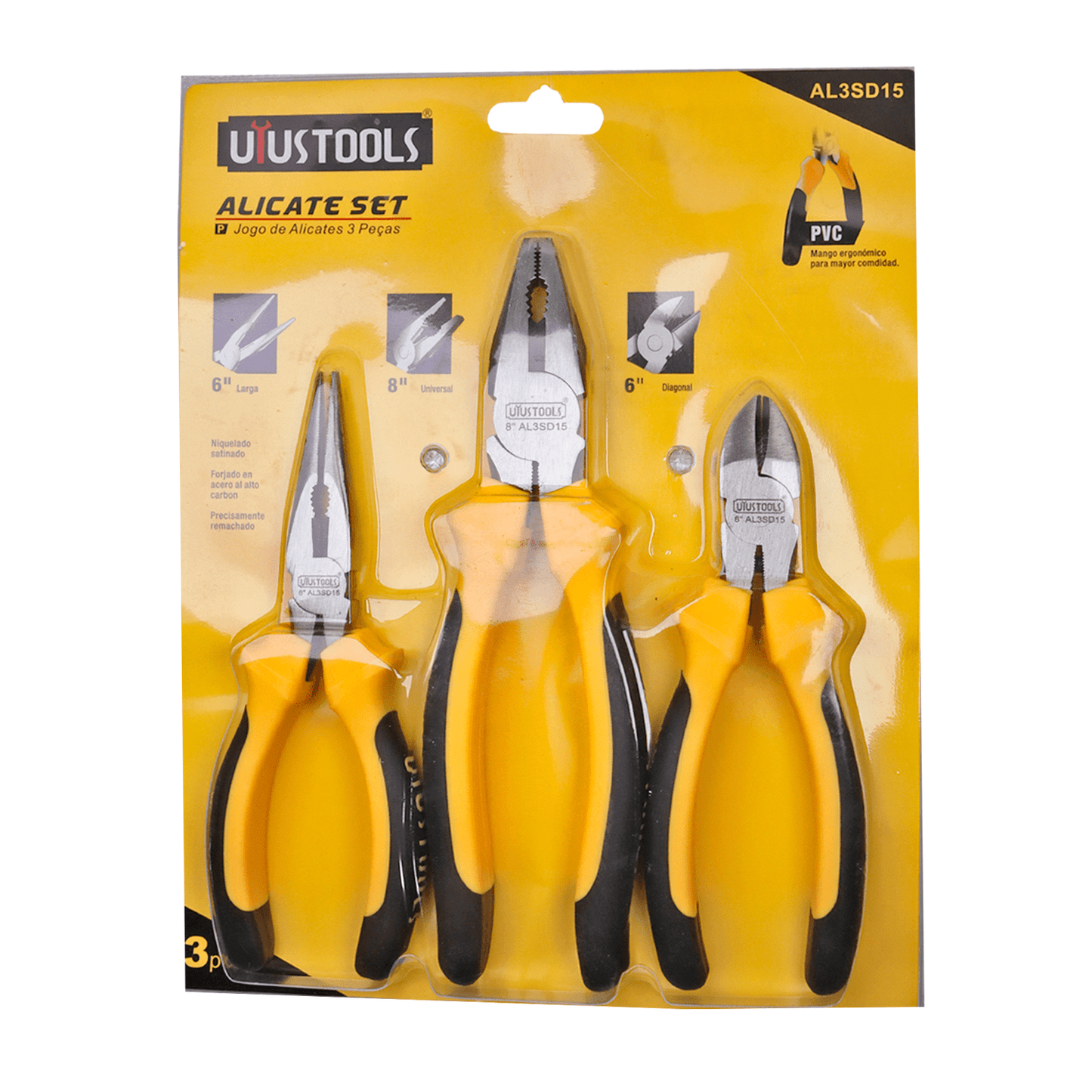 Juego De Alicates (Universal - Corte - Punta) 3 Pzas – Uyustools - Herram.cl
