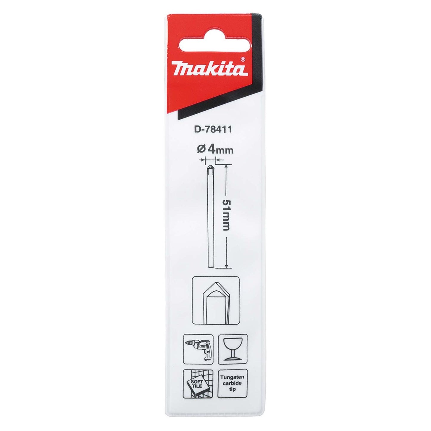 Broca Para Vidrio y Baldosas 4x51mm - Makita - Herram.cl