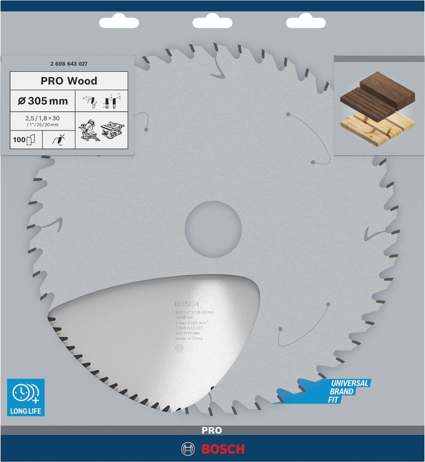 Disco De Sierra Circular PRO Wood 12''x2,5x30mm 100 D - Bosch - Herram.cl