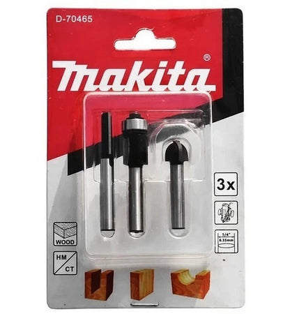 Set 3 Fresas Madera Toma 1/4 Makita D - 70465 - Herram.cl