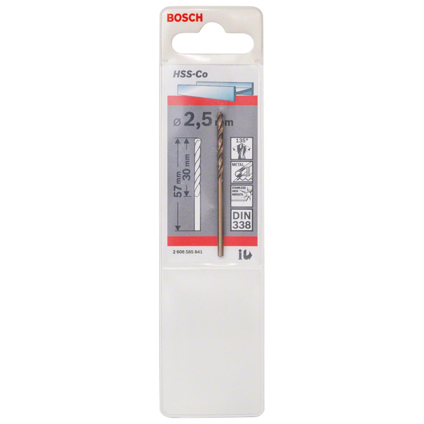 Broca Metal HSS - Co 2.5mm - Blister - Bosch - Herram.cl