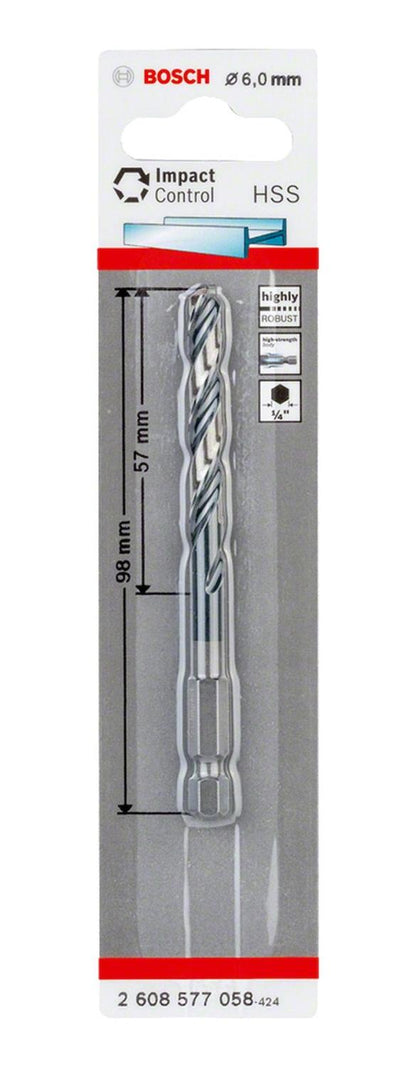 Broca Para Metal HSS - impact 6,0mm (encastre Hex) Bosch - Herram.cl