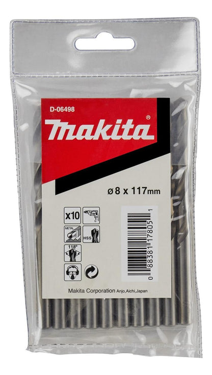 Pack 10 Brocas Para Metal HSS 8mm Makita - Herram.cl