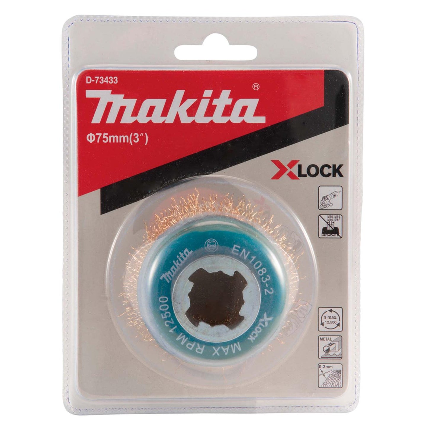 Grata Copa Latón Rizado X - LOCK 75mm (3'') - Makita - Herram.cl