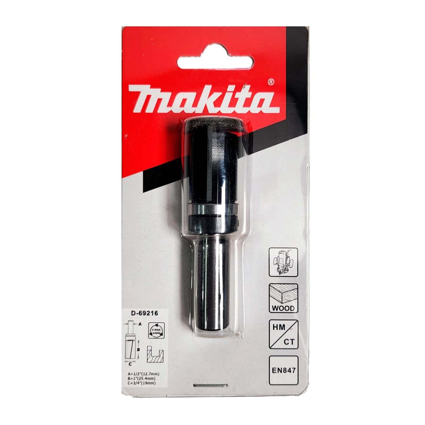 Fresa Recta C/Rod. 3/8''x1'' Toma 1/2'' - Makita - Herram.cl