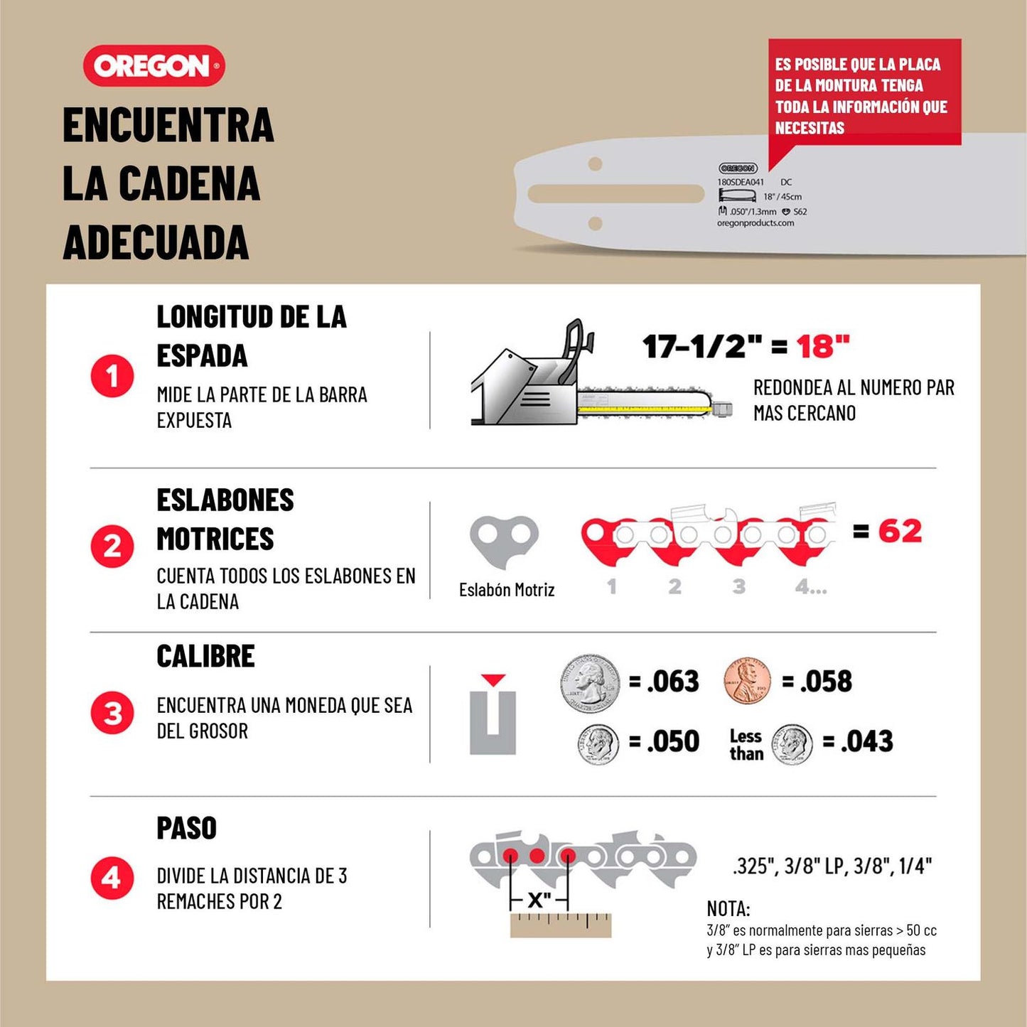 Cadena Para Motosierra 20''/1,6mm/3/8''/72 Eslab - Oregon - Herram.cl