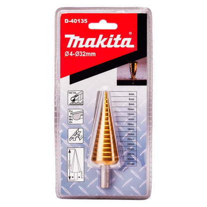 Broca Escalonada Recta HSS - TiN 4 - 32mm - Makita - Herram.cl