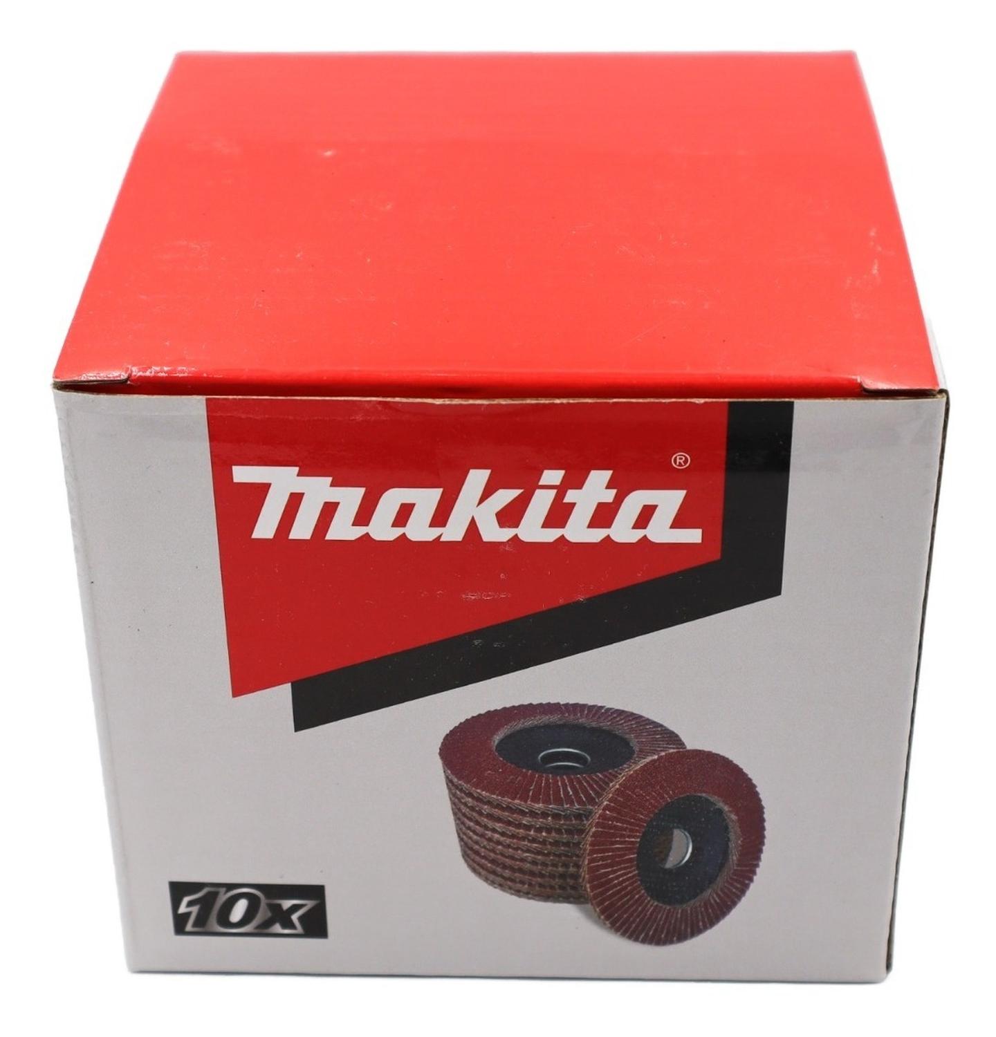 10 Discos Flap Metal 115mm (4 - 1/2) G80 Curvo Makta D - 63454 - Herram.cl