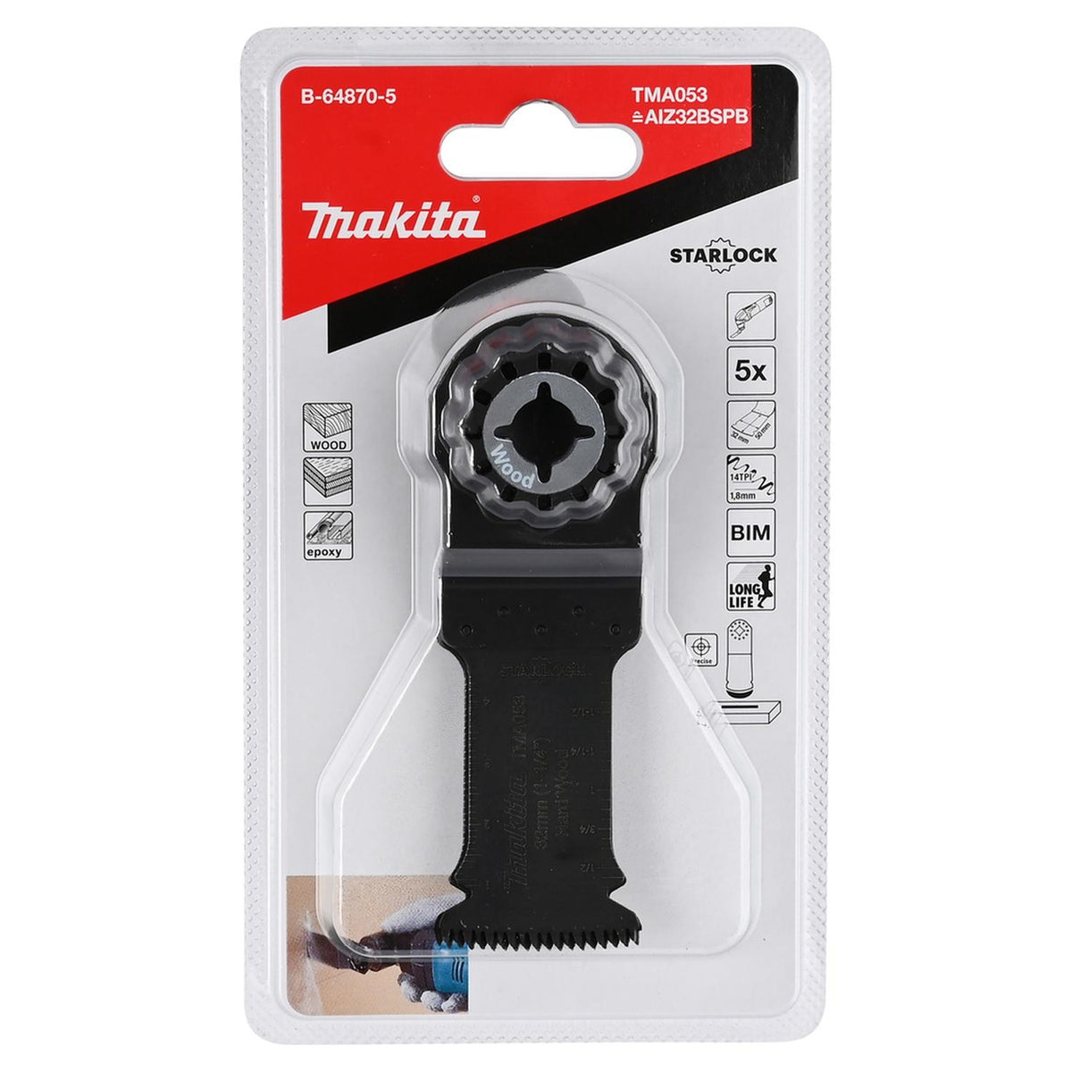 Pack 5 Hojas de inmersión Bim Madera Dura 32x50mm - Makita - Herram.cl