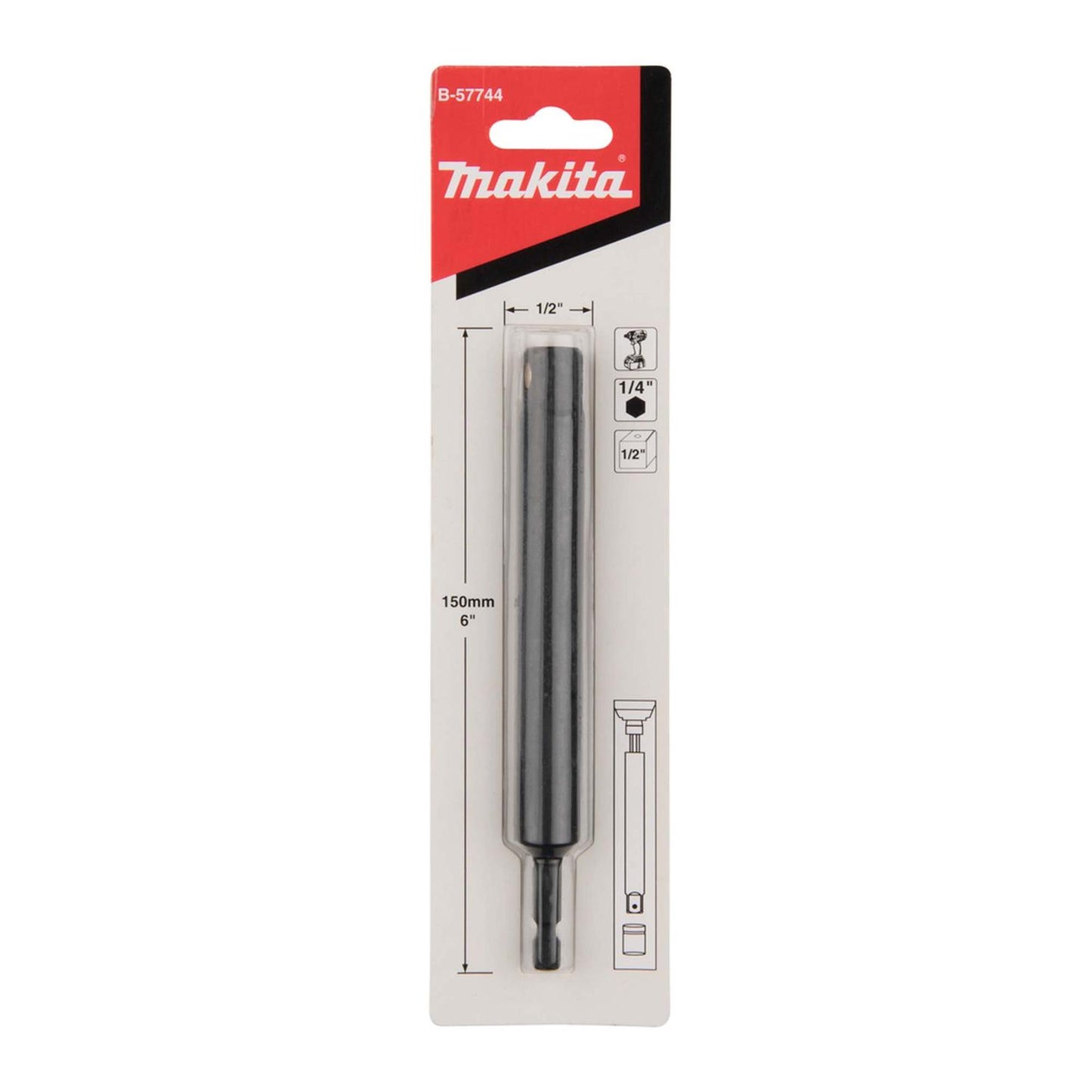 Adaptador para cuadrante Makita 1/2''x152mm Toma Hex. 1/4'' - Herram.cl