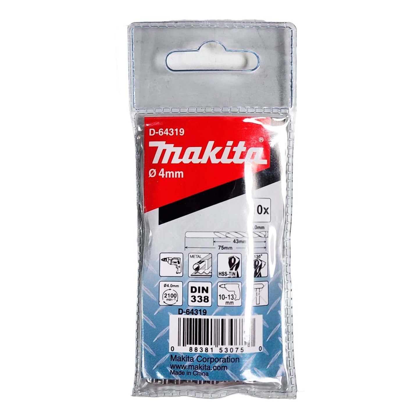 Brocas Metal HSS - TiN 4x75mm 10 Pzas - Makita - Herram.cl