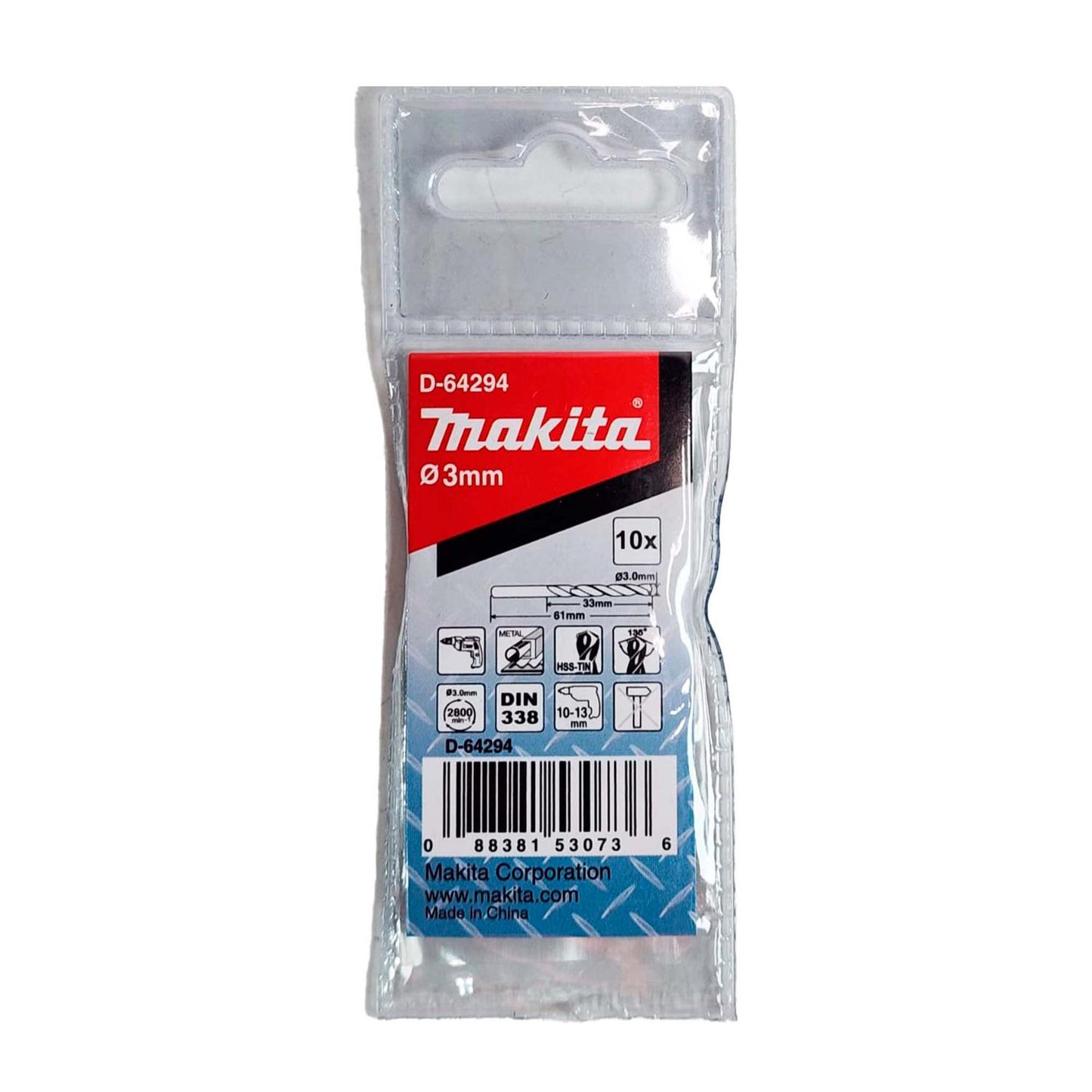 Brocas Metal HSS - TiN 3x61mm 10 Pzas - Makita - Herram.cl