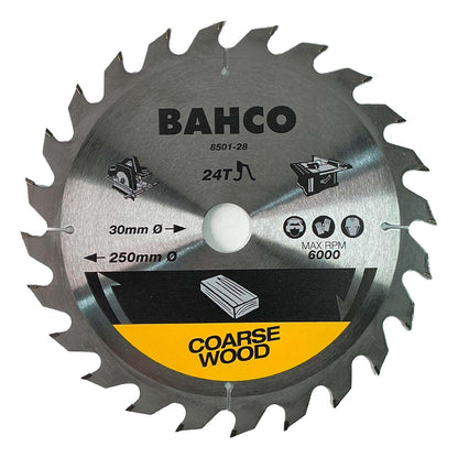 Disco De Sierra Circular 250x2.8x30mm 24 D Madera - Bahco - Herram.cl