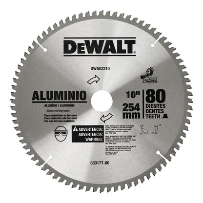 Disco De Sierra Para Aluminio 10'' Eje 30mm 80 D - DeWALT - Herram.cl