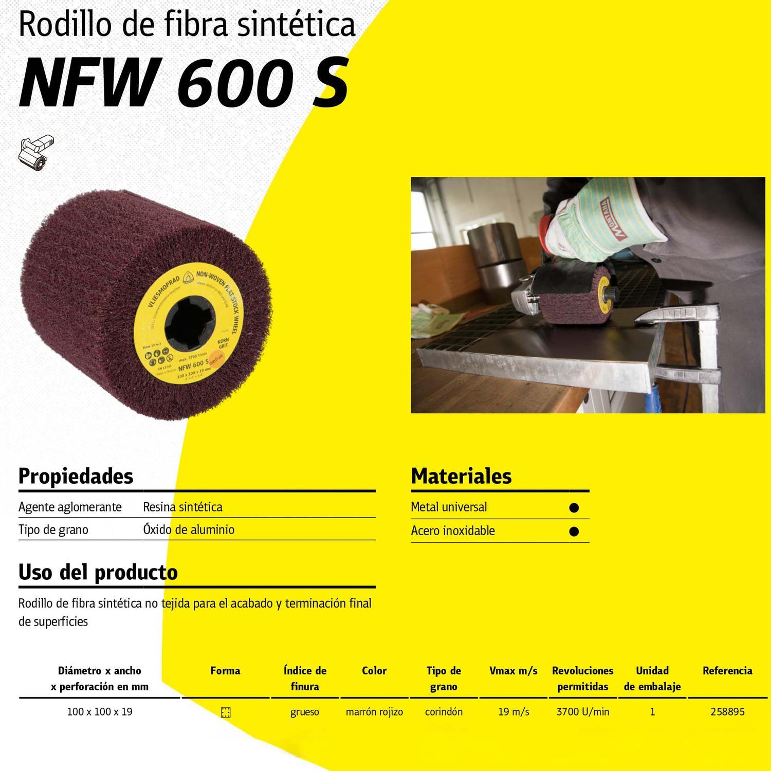 Rueda Fibra NFW600 S 100x100x19mm Medio - klingspor - Herram.cl