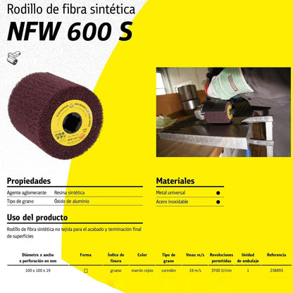Rueda Fibra NFW600 S 100x100x19mm Medio - klingspor - Herram.cl