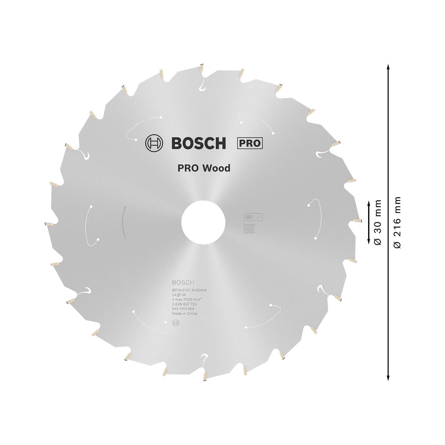 Disco De Sierra PRO Wood 216x30mm 24 D (GTS 18V216) - Bosch - Herram.cl