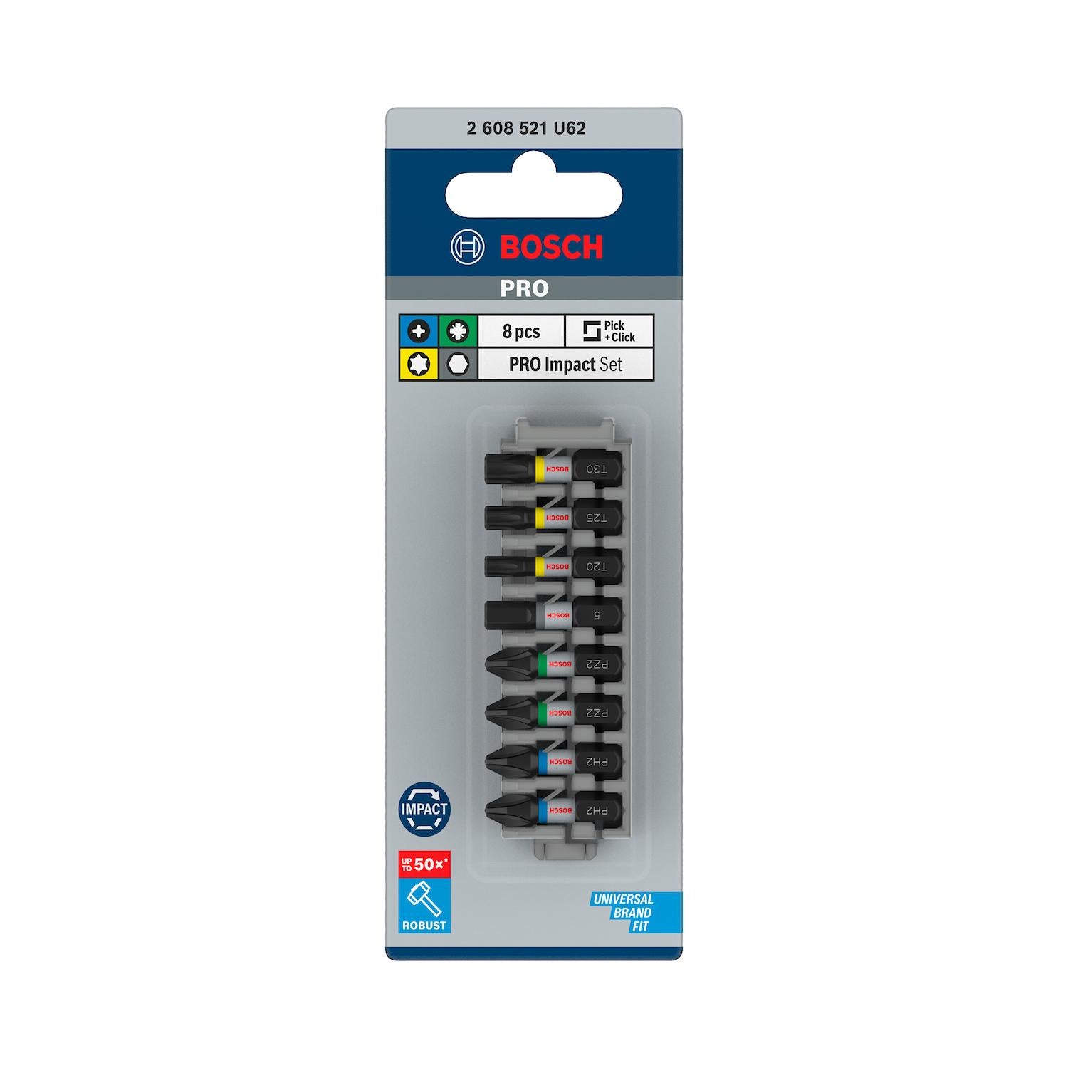 Juego de Puntas PRO Impact (PH/PZ//H/T)x25mm 8 Pzas - Bosch - Herram.cl