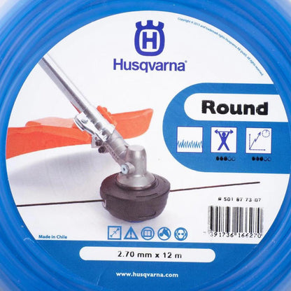 Rollo de hilo de corte nylon Husqvarna 2,7mm x 12 m - Herram.cl