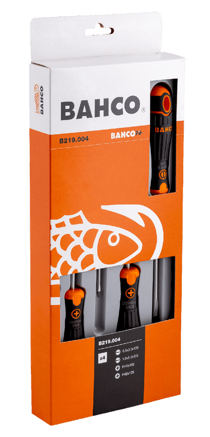 Juego de destornilladores BahcoFit con mango de goma 4Pzas - Herram.cl