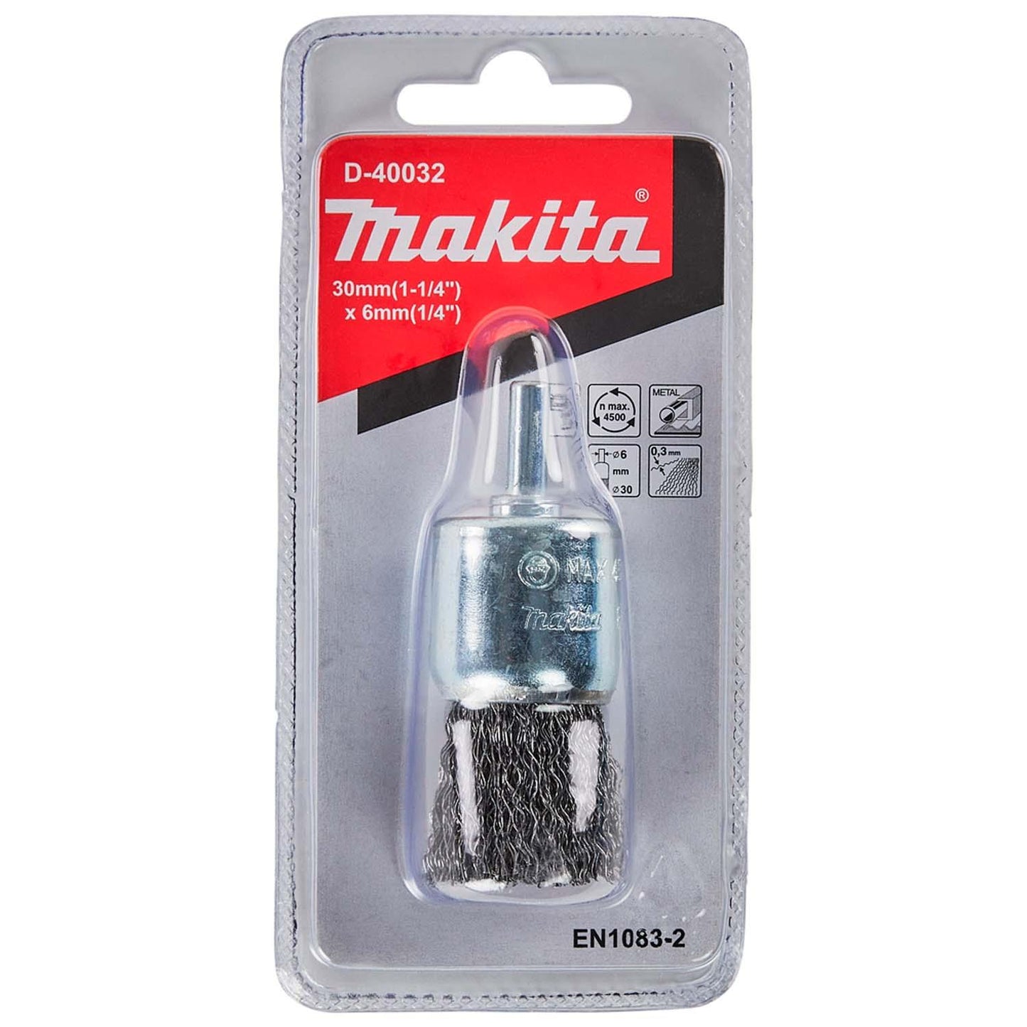 Grata Pincel Acero Ondulado 30mm(1 - 1/4'') Toma 1/4'' - Makita - Herram.cl