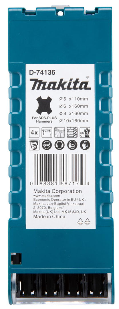Set Brocas SDS - Plus 5, 6, 8, 10mm 4 Pzas - Makita - Herram.cl