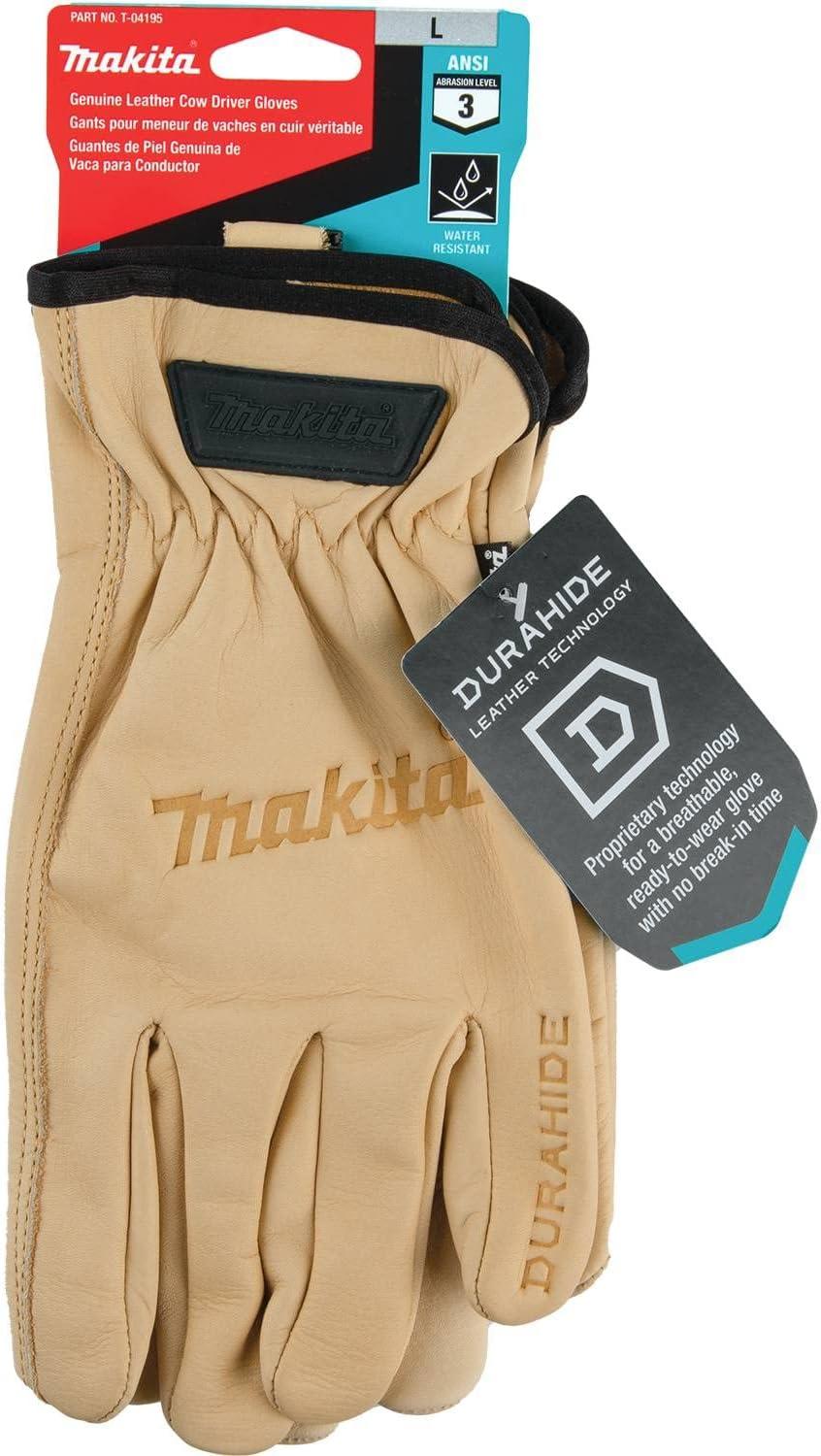 Guantes Cuero Makita T-04195 Trabajo Profesional L - Herram.cl