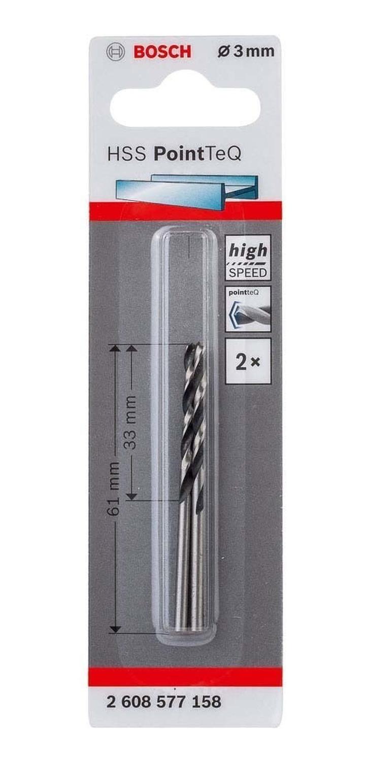 Brocas Metal HSS PointTeQ - 3.0mm 2 Pzas - Bosch - Herram.cl