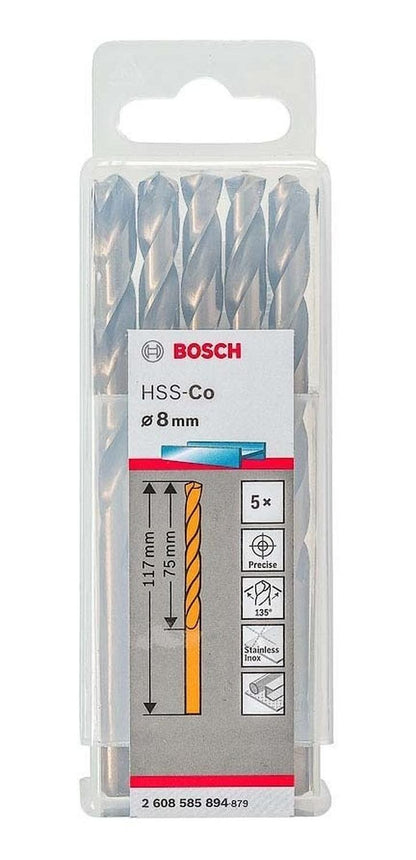 Caja Con 5 Unidades Broca Para Metal HSS - Co 8mm (Cobalto) - Herram.cl
