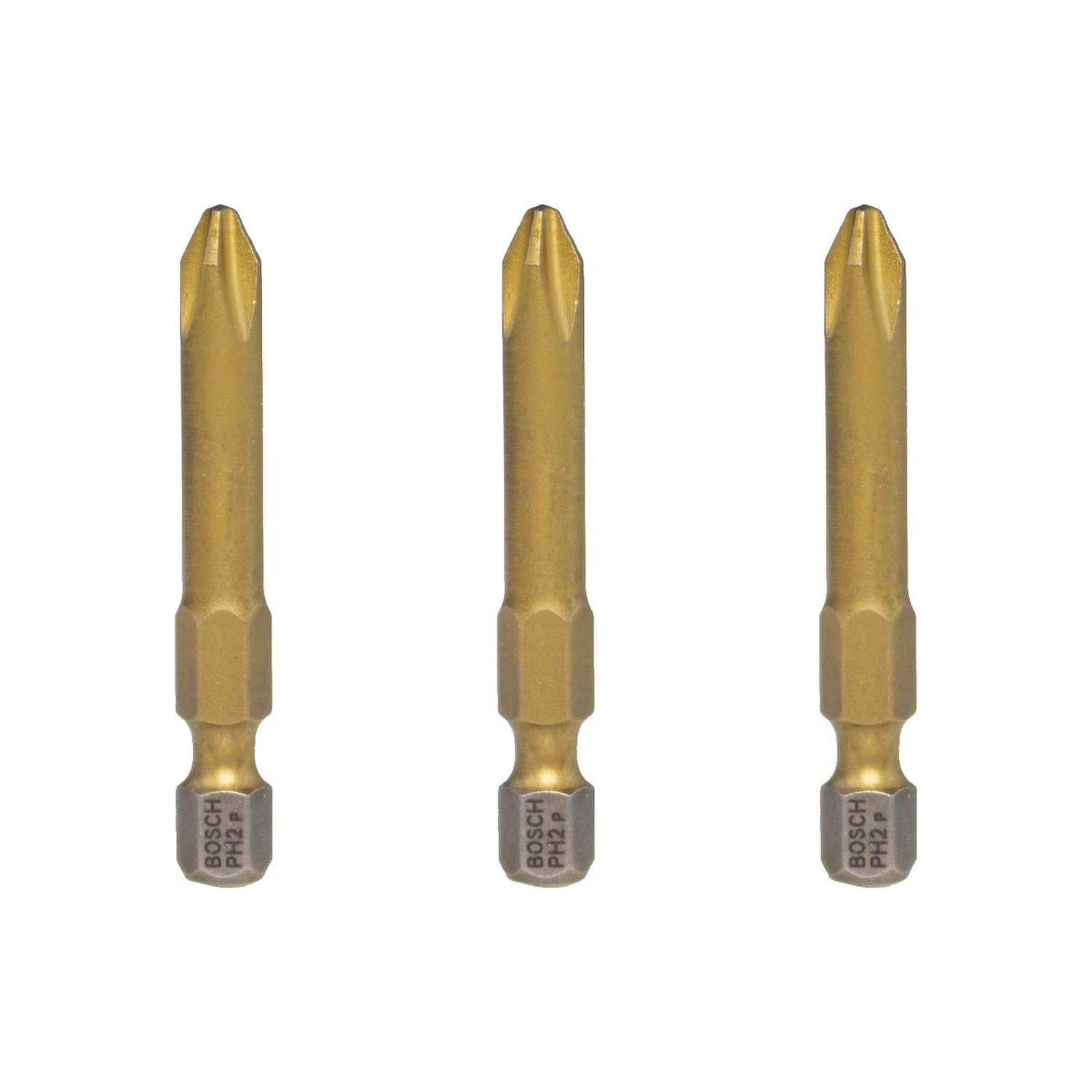Punta Max Grip Tin PH2 x 50mm 3 Pzas. - Bosch - Herram.cl