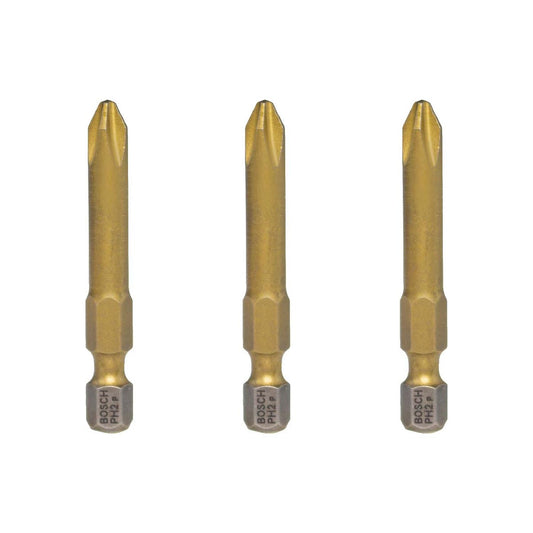 Punta Max Grip Tin PH2 x 50mm 3 Pzas. - Bosch - Herram.cl