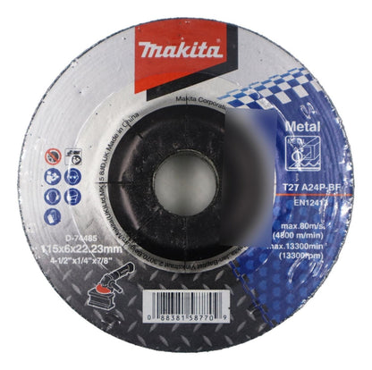 Pack 5 Discos De Desbaste Metal 4 1/2'' X 6mm - Makita - Herram.cl